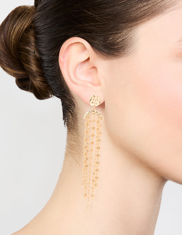 Gold Molten Chain Drop Earrings