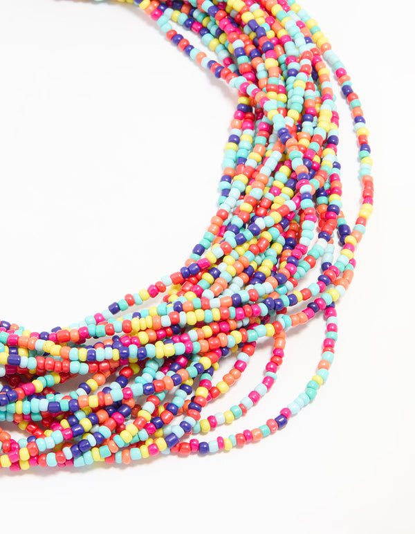 Gold Rainbow Beaded Layered Necklace