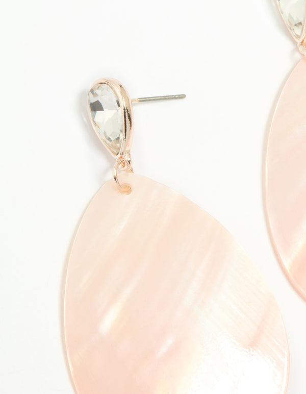 Rose Gold Genuine Shell Petal Drop Earrings