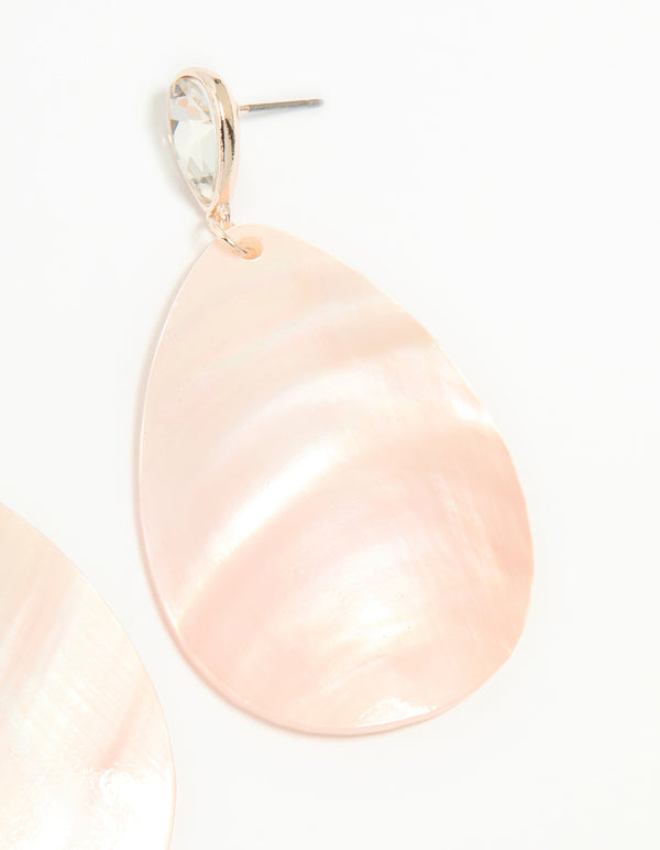 Rose Gold Genuine Shell Petal Drop Earrings