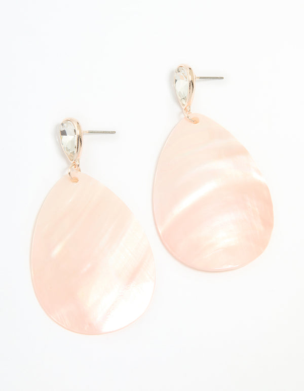 Rose Gold Genuine Shell Petal Drop Earrings
