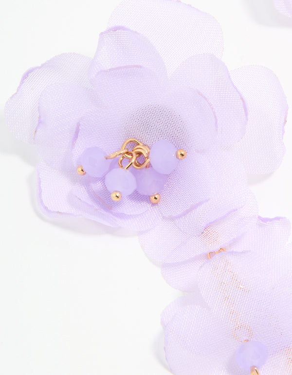 Gold Lilac Ethereal Flower Petal Drop Earrings