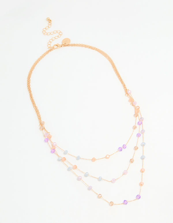 Rose Gold Beaded Dainty Layered Necklace
