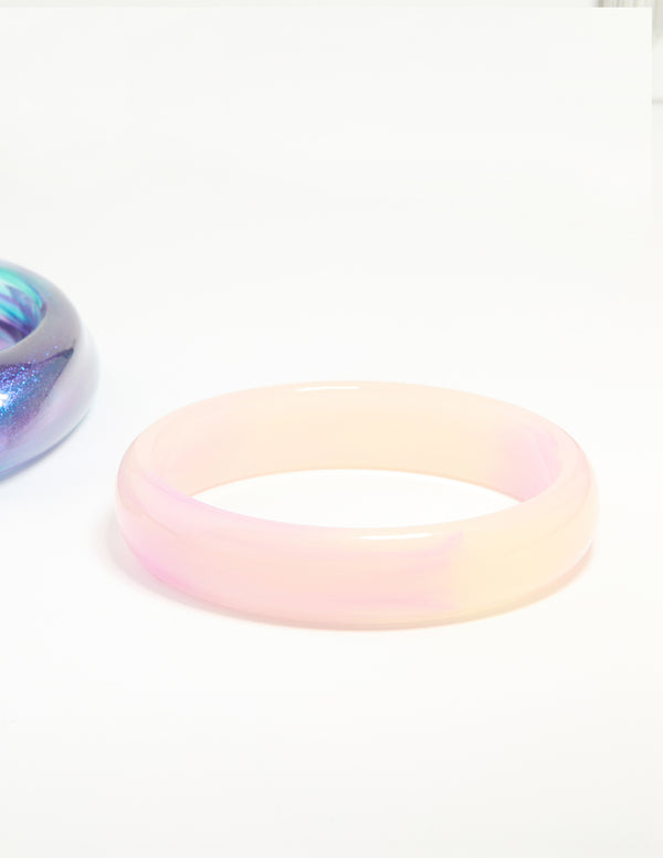 Purple Blue & Pink Acrylic Mermaid Bangles 3-Pack