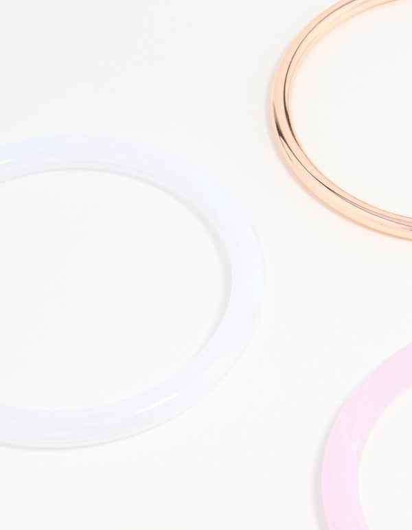 Rose Gold Pink & Cream Tortoiseshell Bangles 5-Pack