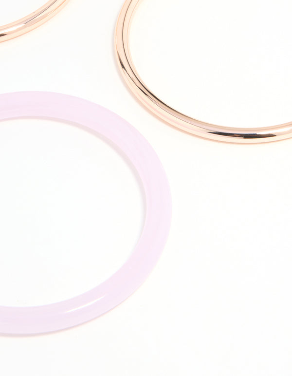 Rose Gold Pink & Cream Tortoiseshell Bangles 5-Pack
