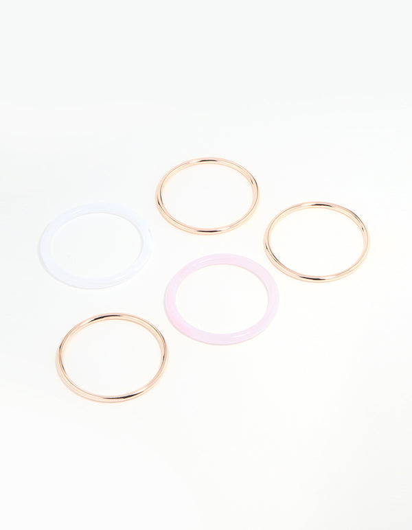 Rose Gold Pink & Cream Tortoiseshell Bangles 5-Pack