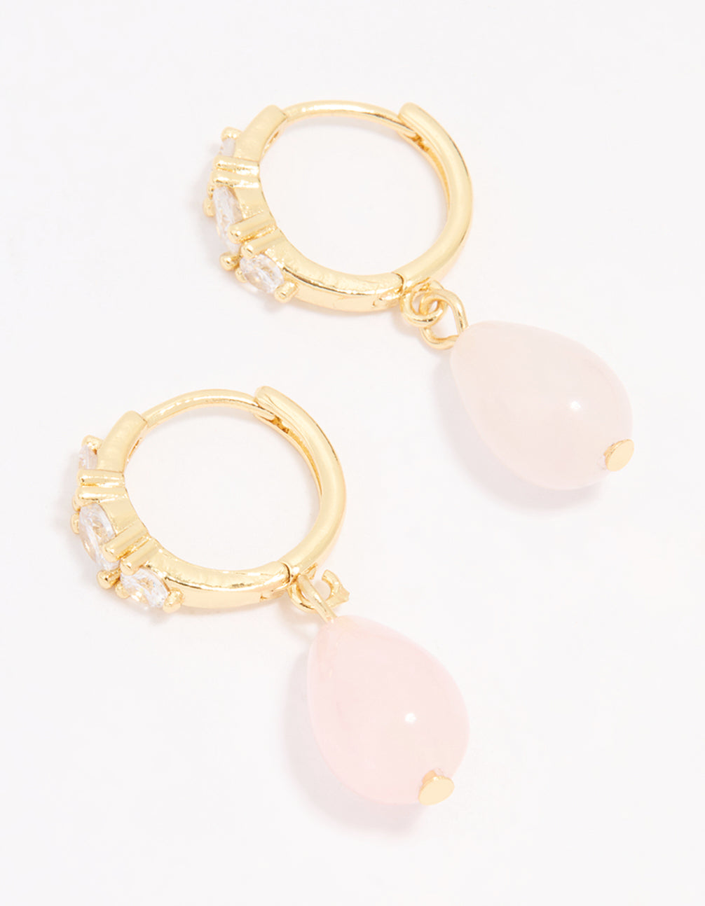 Gold Plated Cubic Zirconia Semi Precious Drop Earrings
