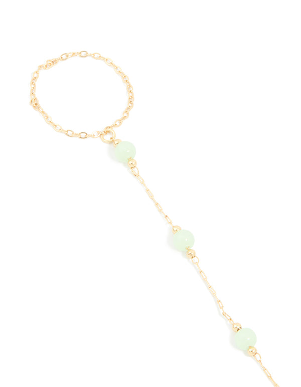 Gold Plated Semi Precious Hand Chain Bracelet