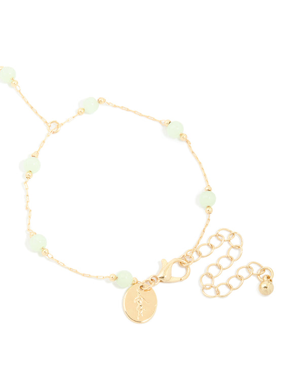 Gold Plated Semi Precious Hand Chain Bracelet