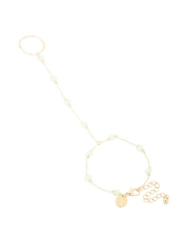 Gold Plated Semi Precious Hand Chain Bracelet