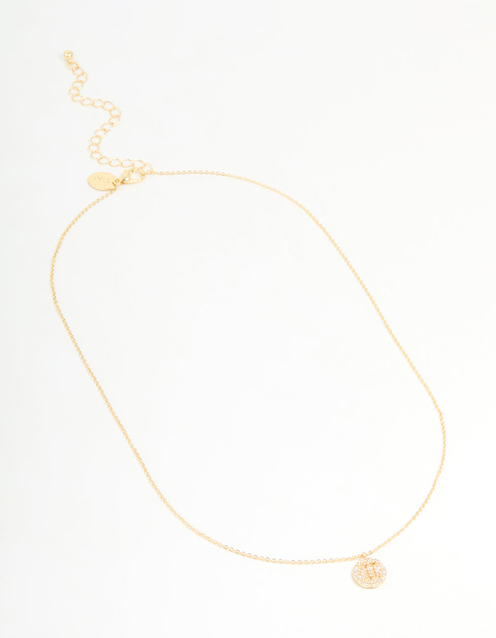 Gold Plated Cubic Zirconia Gemini Circle Necklace