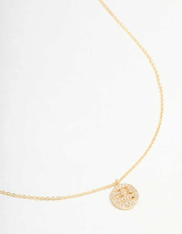 Gold Plated Cubic Zirconia Libra Circle Necklace