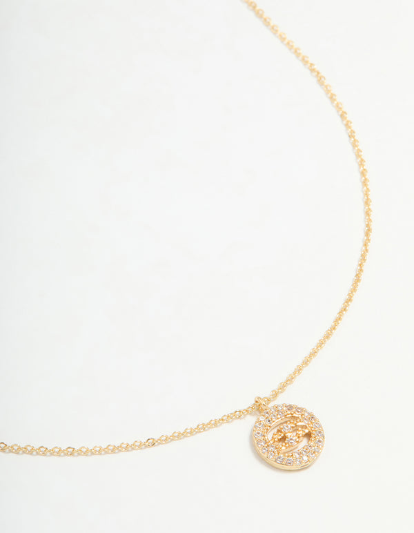 Gold Plated Cubic Zirconia Cancer Circle Necklace