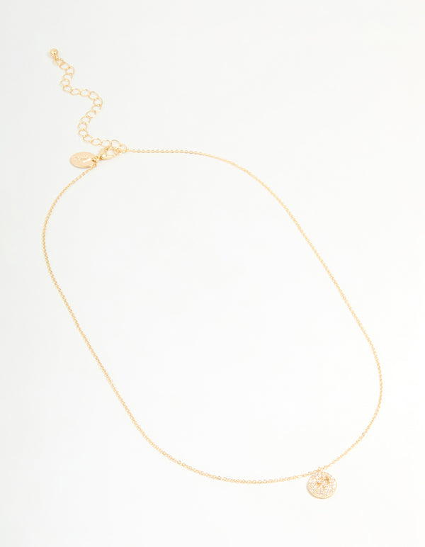 Gold Plated Cubic Zirconia Sagittarius Circle Necklace