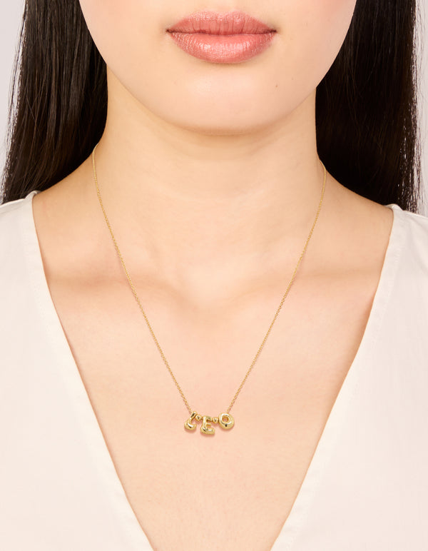 Gold Plated Bubble Leo Pendant Necklace