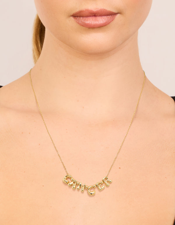 Gold Plated Bubble Cancer Pendant Necklace