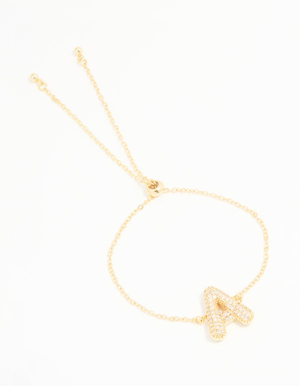 Gold Plated Cubic Zirconia Bubble A Pavé Toggle Bracelet