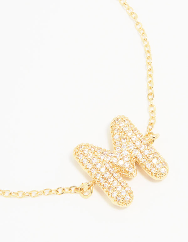 Gold Plated Cubic Zirconia Bubble M Pavé Toggle Bracelet