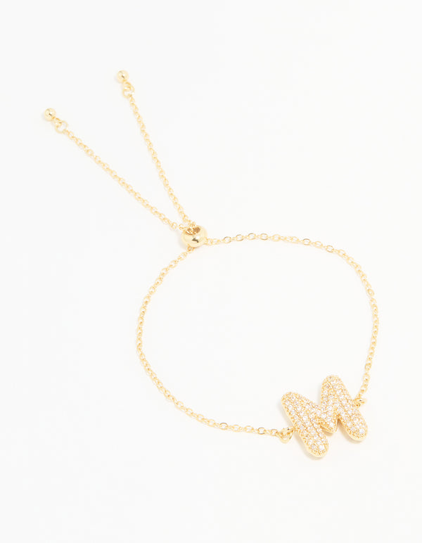 Gold Plated Cubic Zirconia Bubble M Pavé Toggle Bracelet