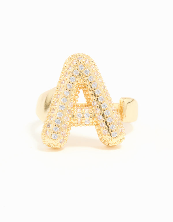 Gold Plated Cubic Zirconia Bubble A Pave Ring