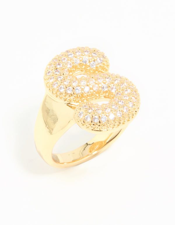Gold Plated Cubic Zirconia Bubble S Pavé Ring