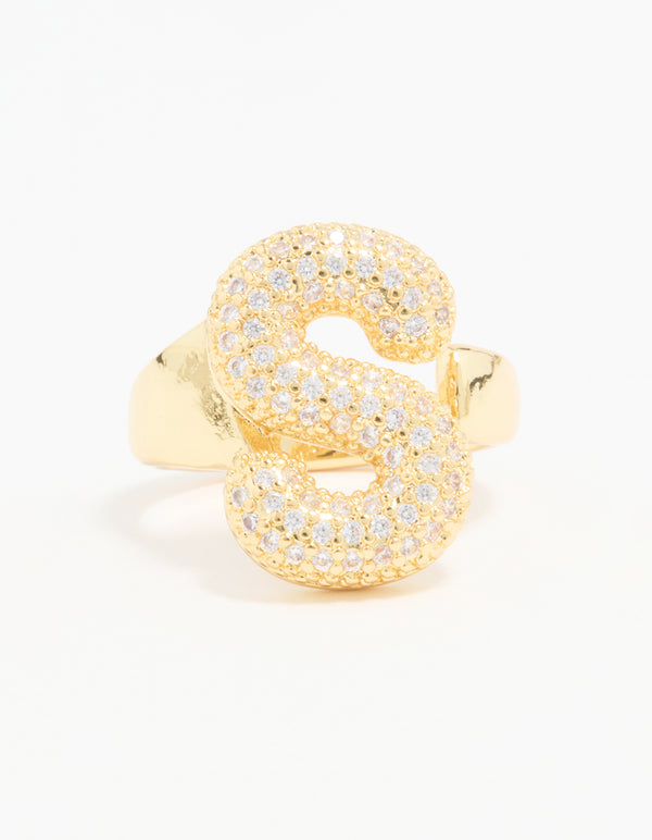 Gold Plated Cubic Zirconia Bubble S Pavé Ring