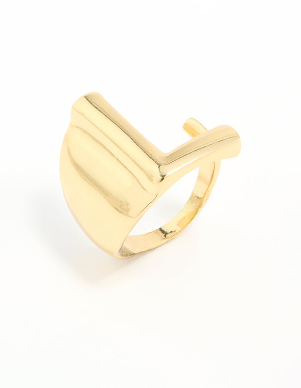 Gold Plated Bubble Letter L Ring