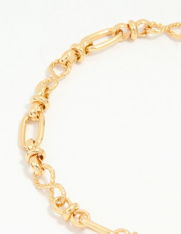 Gold Plated Brass Plain Chain T & O Bracelet