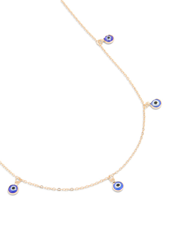 Gold Enamel Evil Eye Necklace