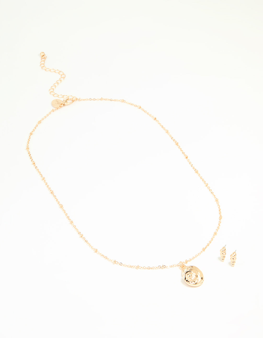 Gold Conch Shell Necklace & Earrings Set
