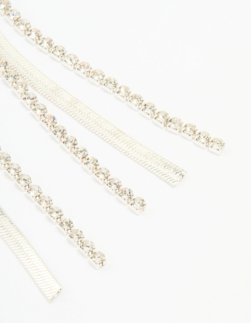 Silver Diamante Snake Chain Drop Earrings