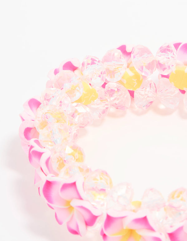 Kids Beaded Frangipani Flower Stretch Bracelet