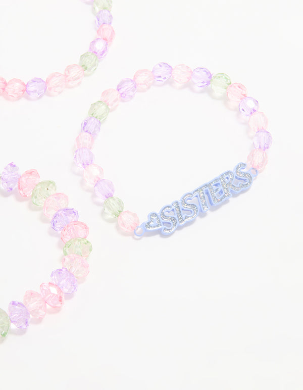 Kids Beaded Sister Stretch Bracelets 4-Pack