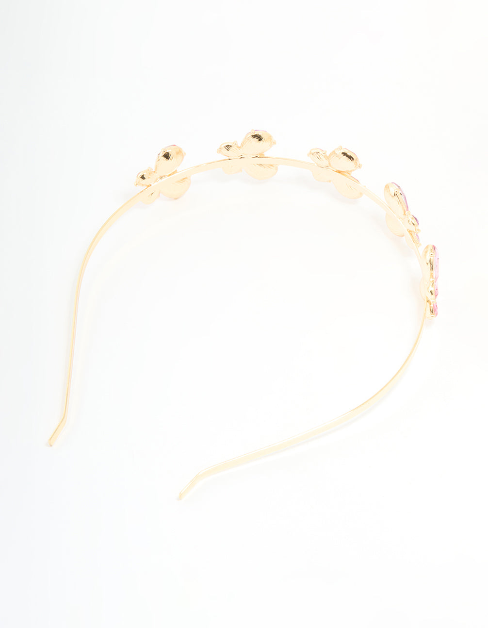 Kids Gold Pink Butterfly Headband