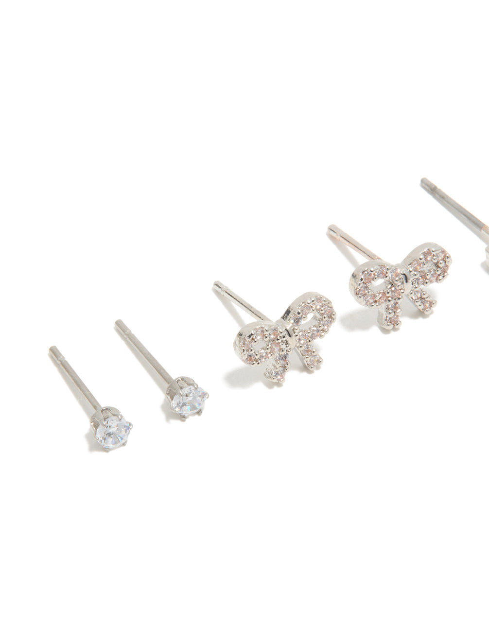 Waterproof Stainless Steel Cubic Zirconia & Peal Stud Earrings 4-Pack