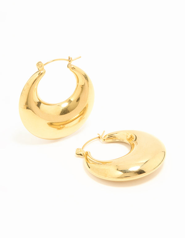 Waterproof Gold Plated Stainless Steel Chunky Hoop Earrings