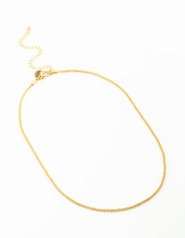 Waterproof Gold Plated Stainless Steel Twisted Short Chain Necklace