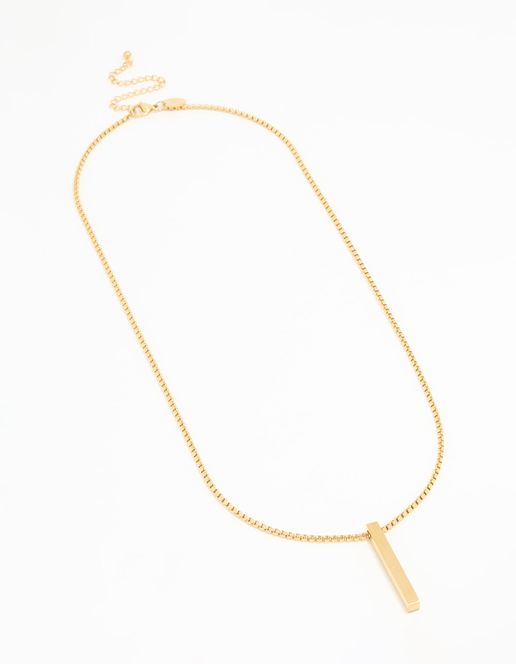 Waterproof Gold Plated Stainless Steel Rectangle Pendant Long Necklace
