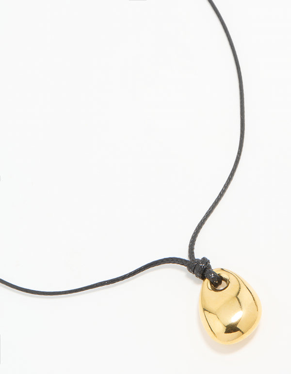 Waterproof Gold Plated Stainless Steel Cord Pendant Necklace