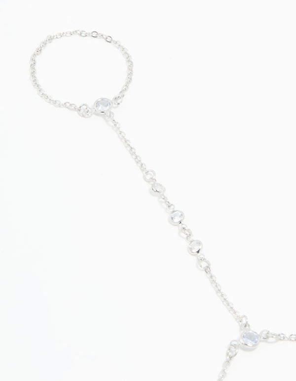 Silver Cubic Zirconia Bezel Hand Chain