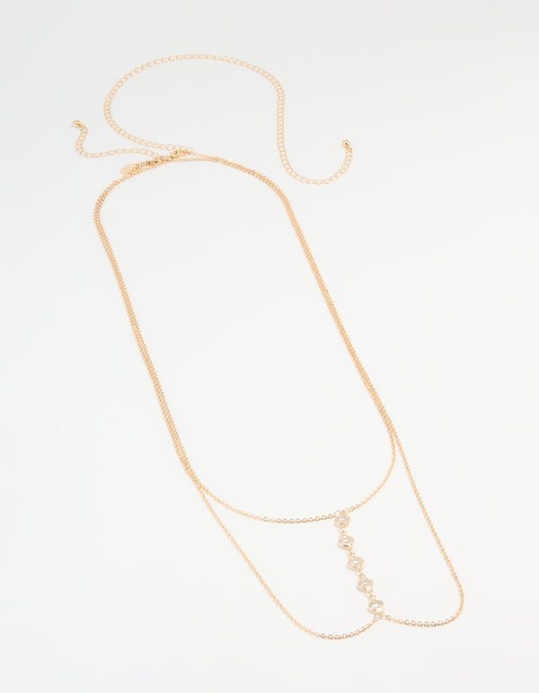 Gold Diamante Dainty Body Chain