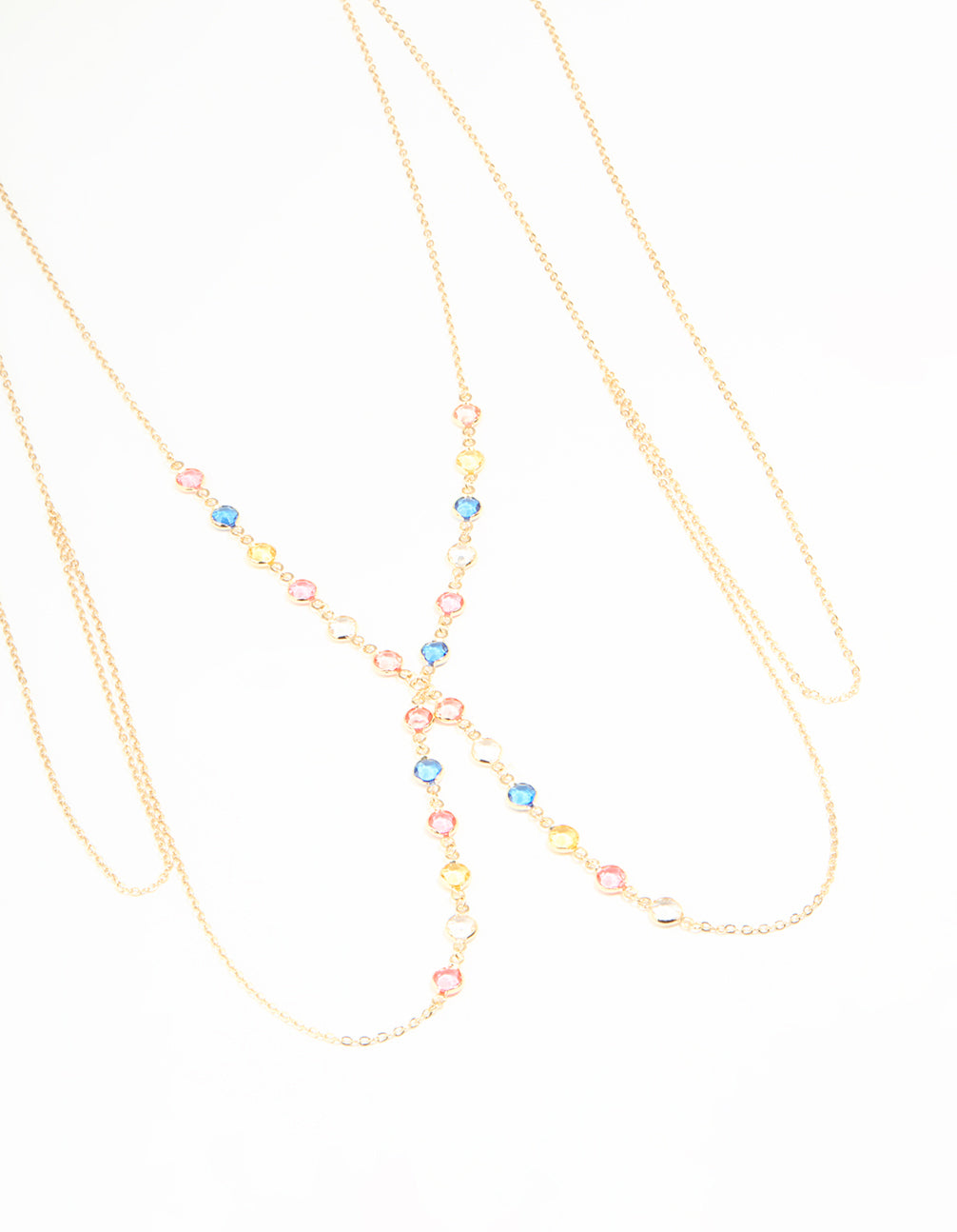 Gold Multicoloured Stone Body Chain