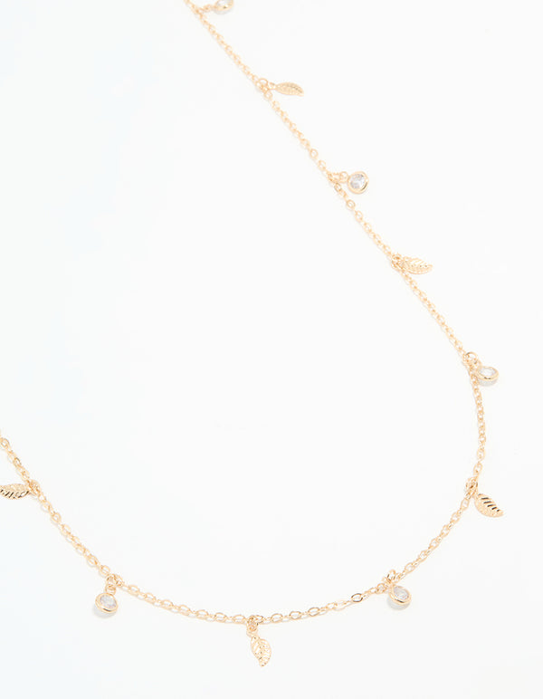 Gold Cubic Zirconia Leaf Waist Chain