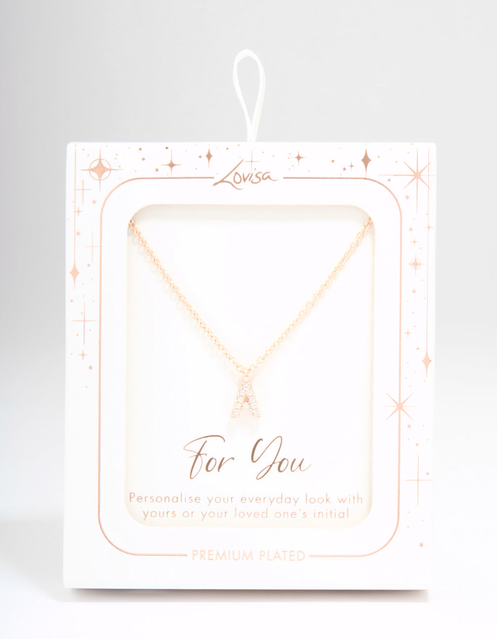 Rose Gold Plated Cubic Zirconia Letter A Necklace
