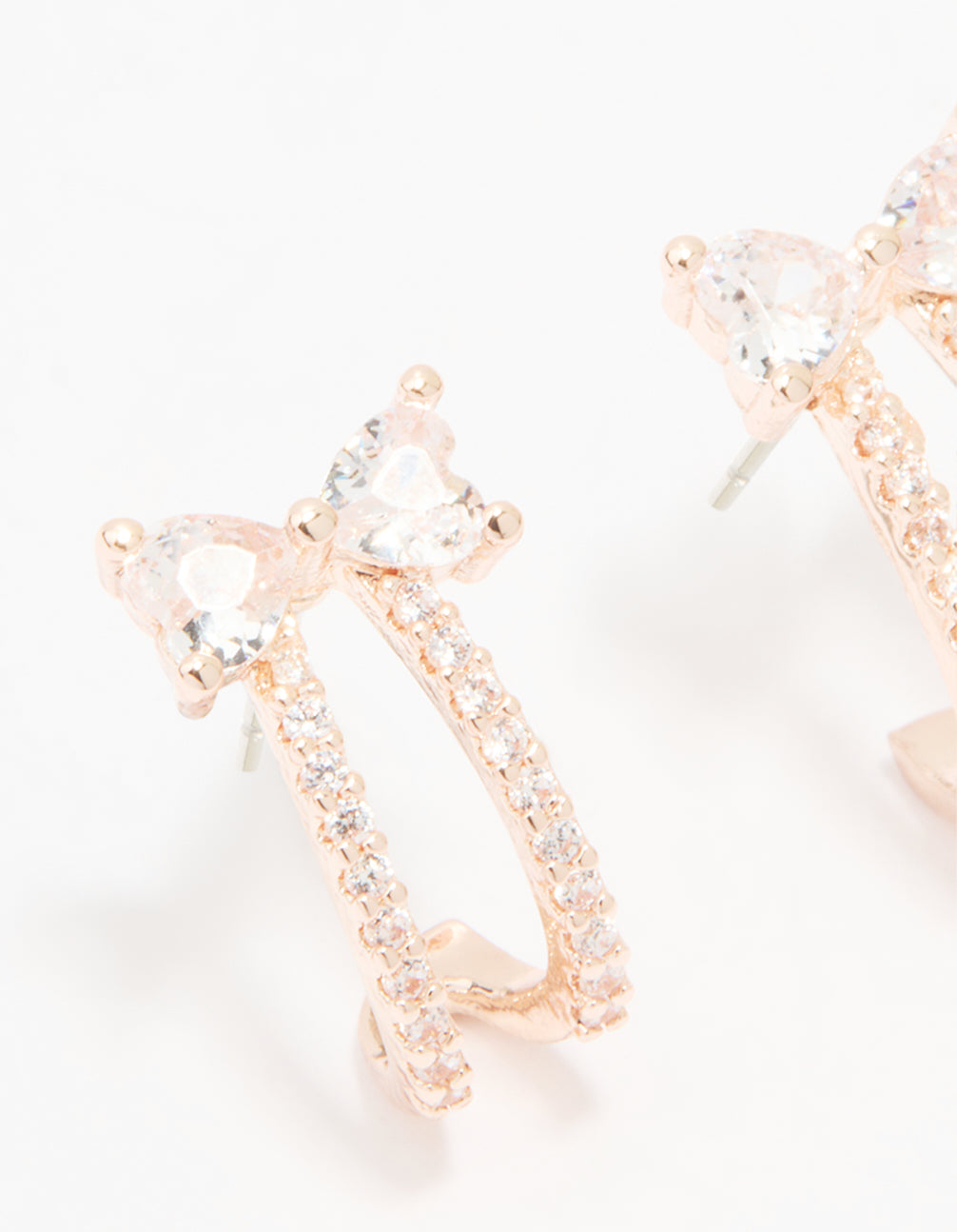 Rose Gold Plated Cubic Zirconia Butterfly Jacket Earrings