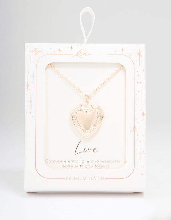 Rose Gold Plated Heart Locket Necklace