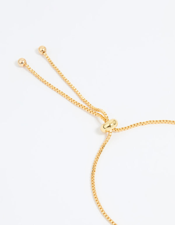 Gold Plated Cubic Zirconia Flower Toggle Bracelet