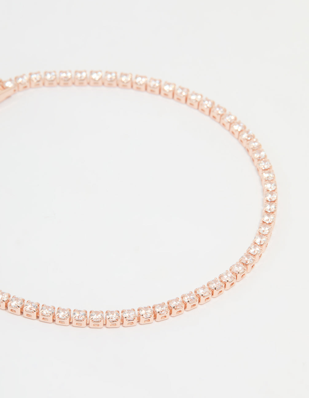 Rose Gold Plated Cubic Zirconia Small Baguette Tennis Bracelet & Earrings Set