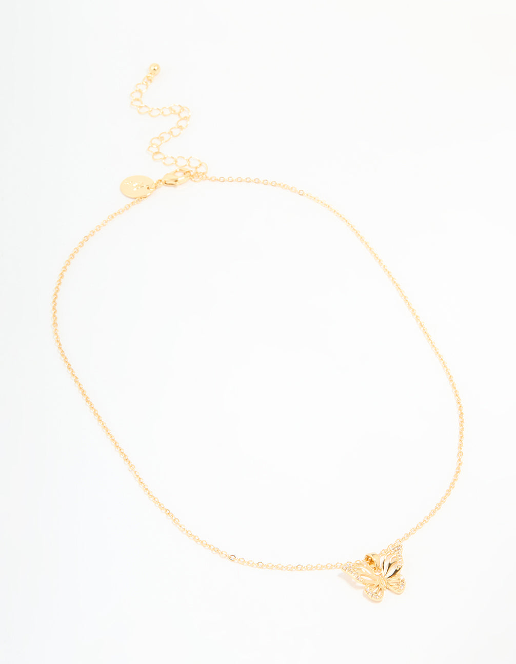 Gold Plated Cubic Zirconia Butterfly Necklace